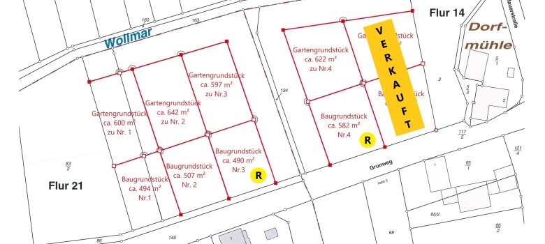 Übersichtsplan der Baugrundstücke