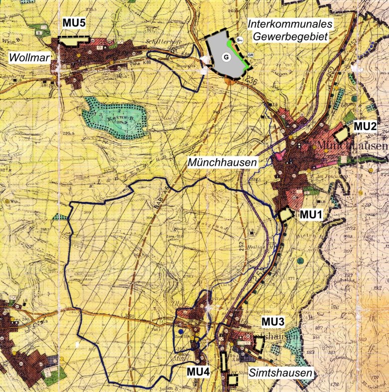 Plan von der Flächennutzung 